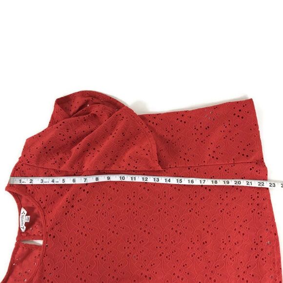 NANETTE Nanette Lepore Eyelet Flutter Sleeve Blouse Womens Medium Orange Stretch - Picture 8 of 11